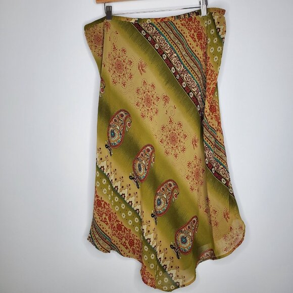NYC Design Co. Womens Green Paisley Floral Flowy Skirt Size XL Fairy Grunge Y2K - Picture 3 of 8